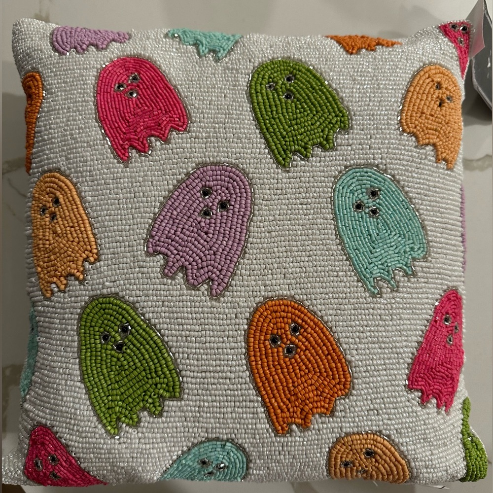 Halloween Glittery Beaded Pillow